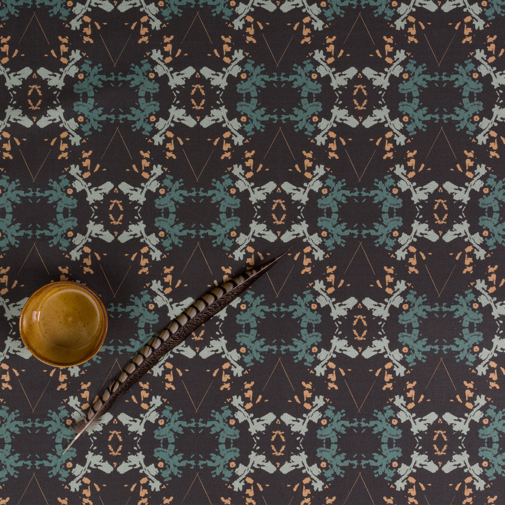 eco friendly black and teal graphic fabric made in usa