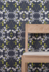 eco friendly navy white chartreuse wallpaper made in usa